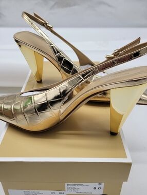 Michael Kors Women's Electra Sling Pump High Heels New in Box Pale Gold Size 8
